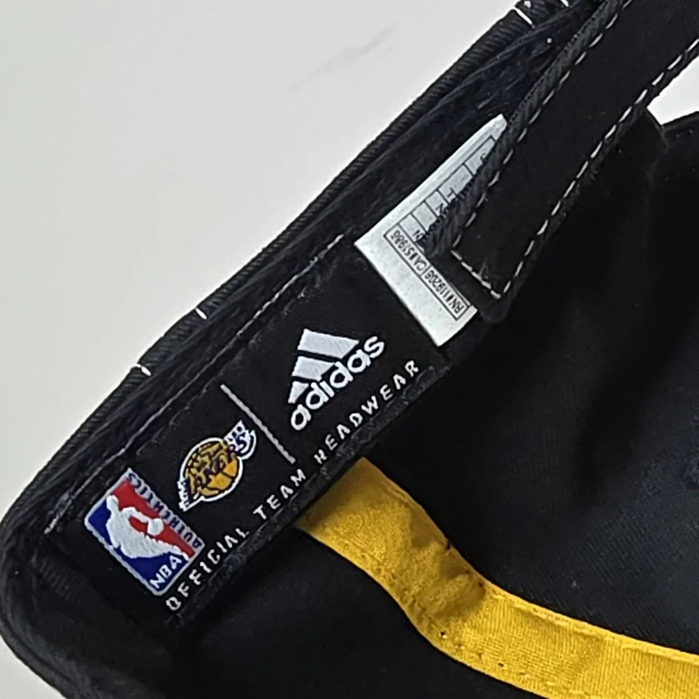 Adidas Los Angeles Lakers NBA Cap Hat Stick Back Black Yellow Adjustable Kobe
